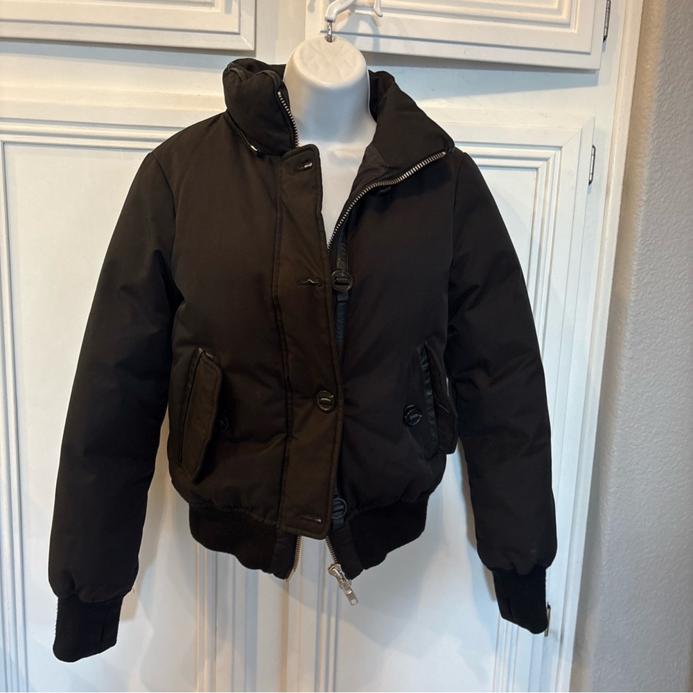 EUC Mackage Montréal Women’s Black  Crop Jacket SZ XS  Missing The Hood !!